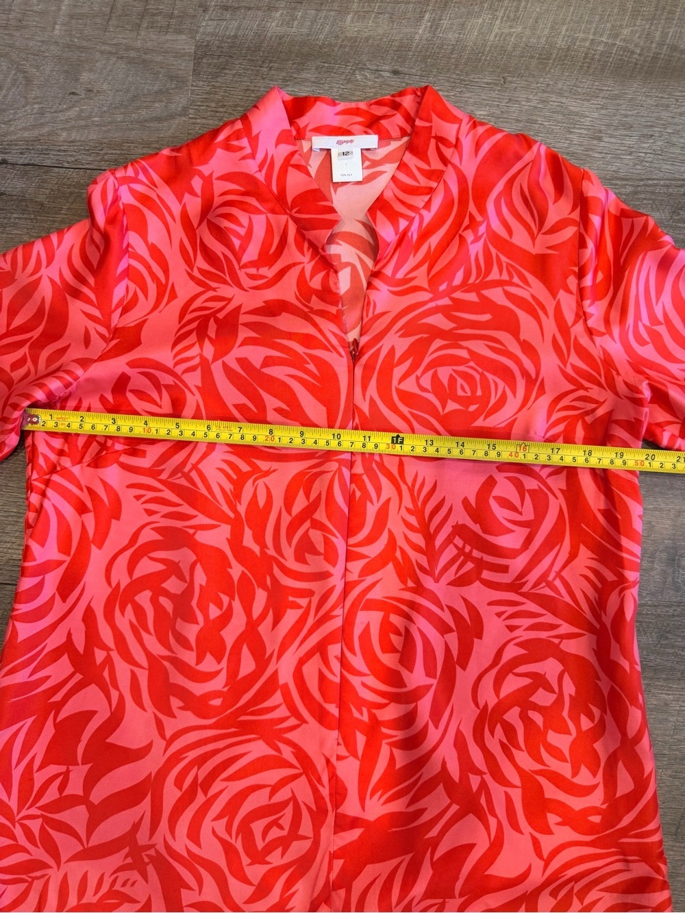 Leggiadro 100% Silk Abstract Floral Tunic Blouse Cover Up Pink Resort Wear Sz 12 - Picture 7 of 8